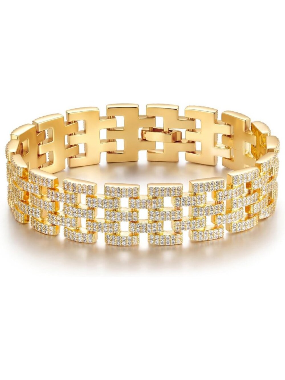 Trendy Gold Tennis Bracelet for Women | Statement Link Bangle Watch Jewelry